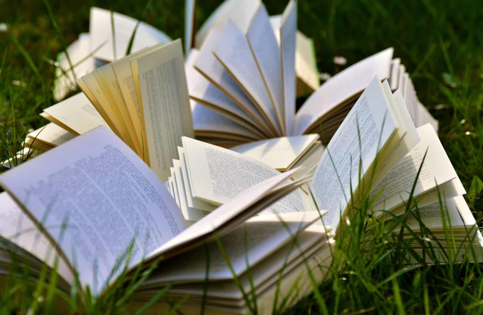 книги на траве